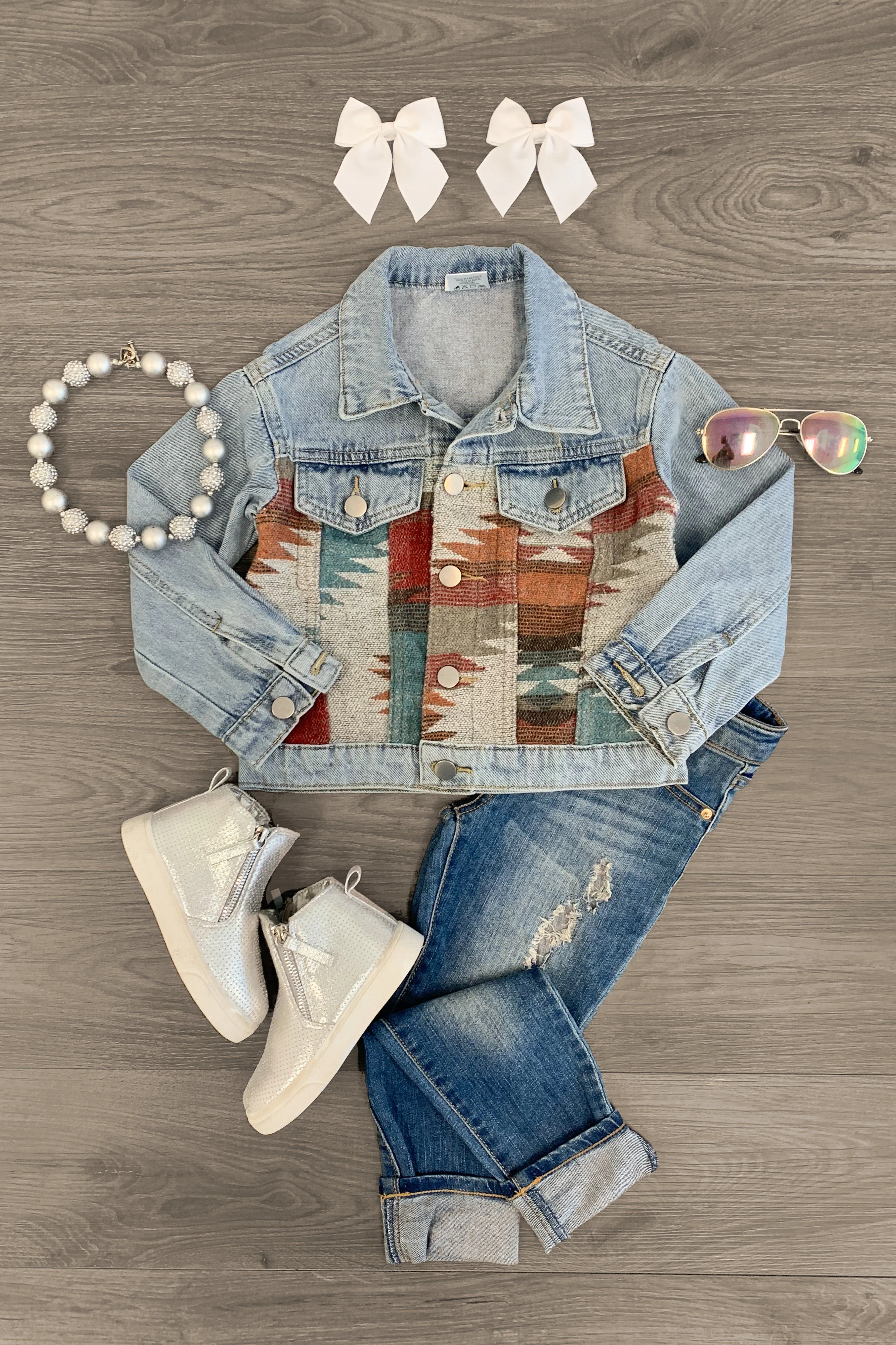 Mom & Me - Western Print Denim Jacket