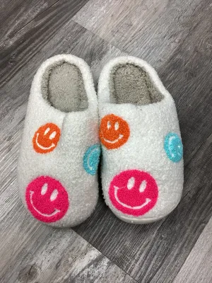 Multi Colored Smiley Face Slippers