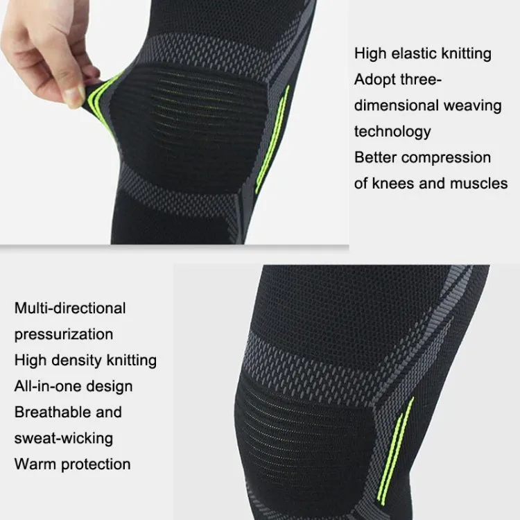 Nylon Sports Protective Gear Four-Way Stretch Knit Knee Pads, Size: M(Dark Green)
