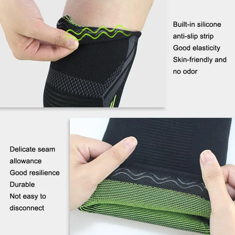 Nylon Sports Protective Gear Four-Way Stretch Knit Knee Pads, Size: M(Dark Green)