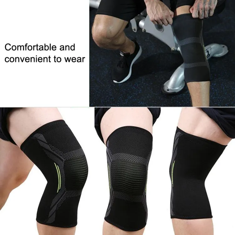 Nylon Sports Protective Gear Four-Way Stretch Knit Knee Pads, Size: M(Dark Green)