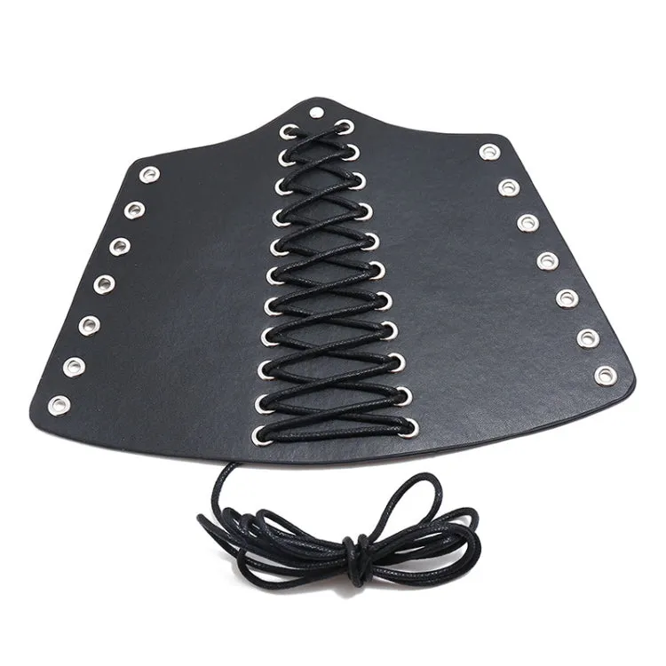 P01901 Simple Wax Wire Woven Leather Wristband Locomotive Riding Arm Guard(Black)