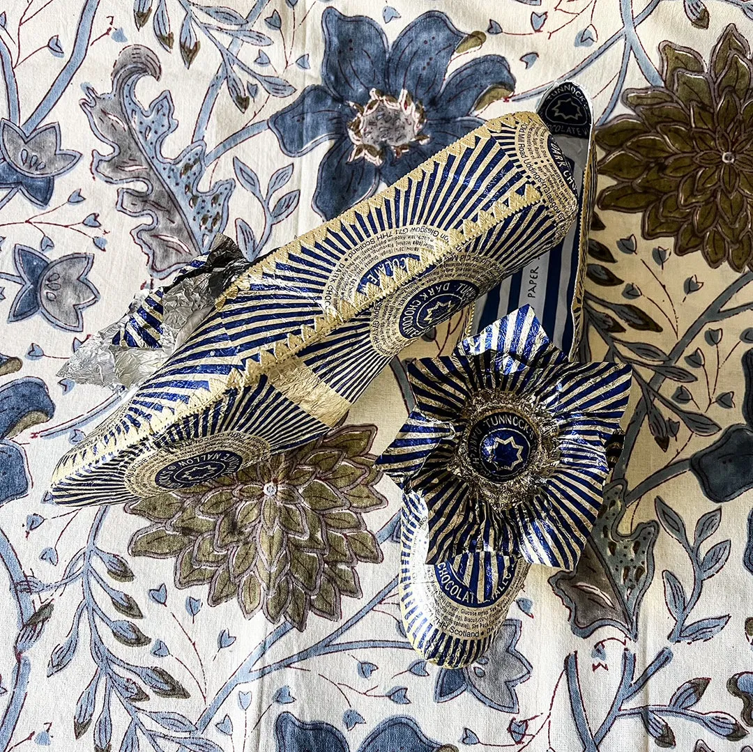 Paper Shoes, Tunnocks Tea Cakes, Blue, By Liz Valenti.