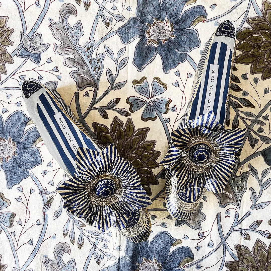 Paper Shoes, Tunnocks Tea Cakes, Blue, By Liz Valenti.