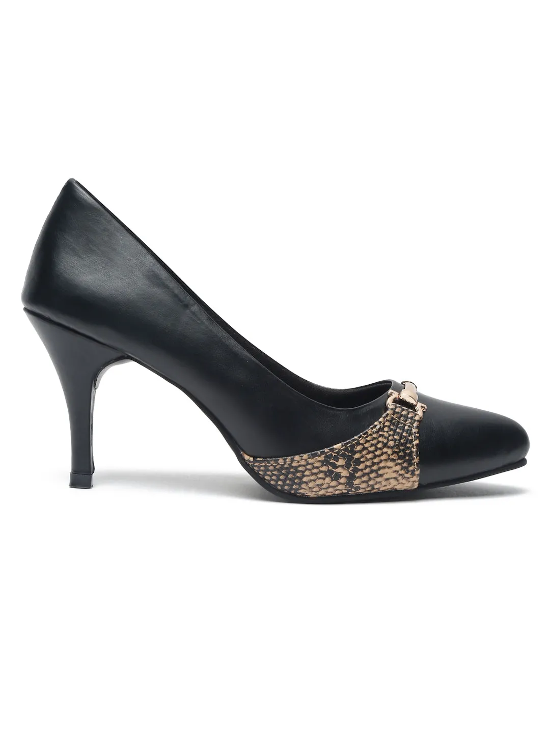 Pelle Albero Women Black Slip-On Kitten Heels