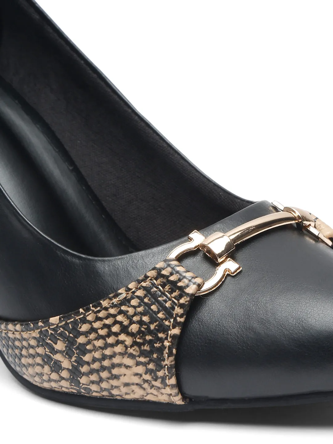 Pelle Albero Women Black Slip-On Kitten Heels