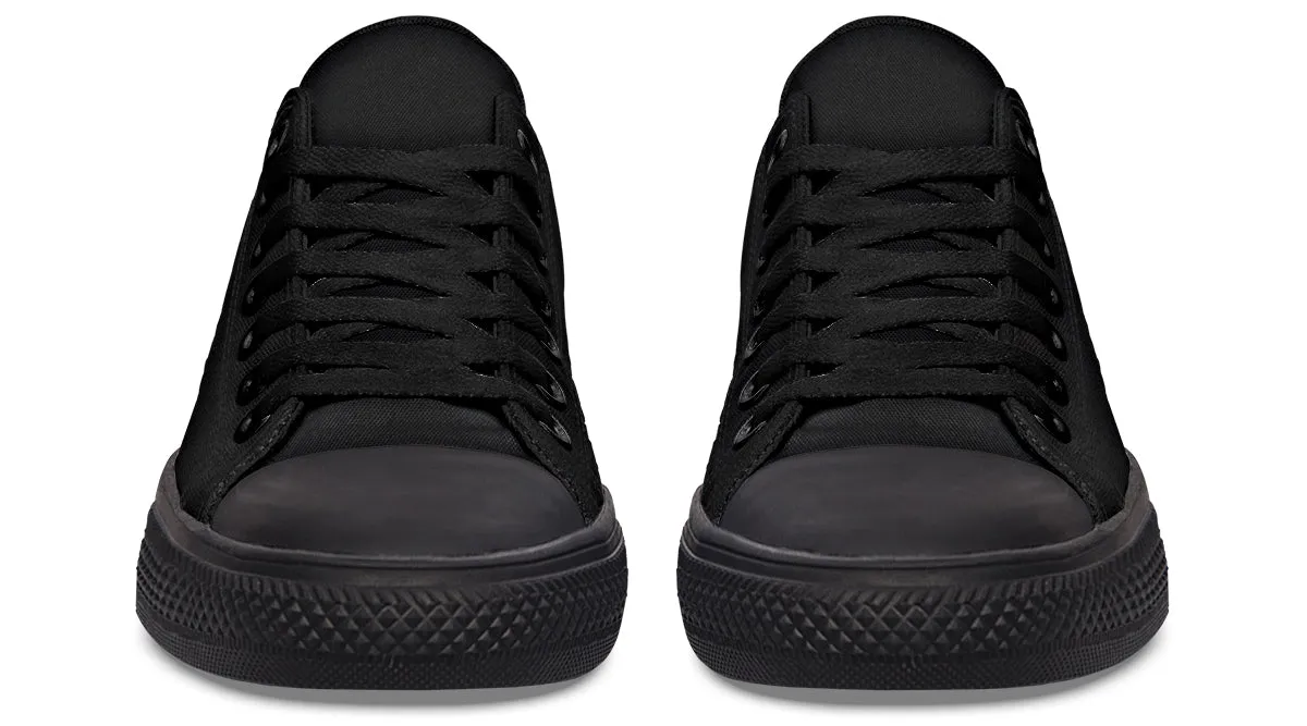 Pitch Black Low Tops - Classic Premium Canvas Shoes with Comfortable and Durable Soles