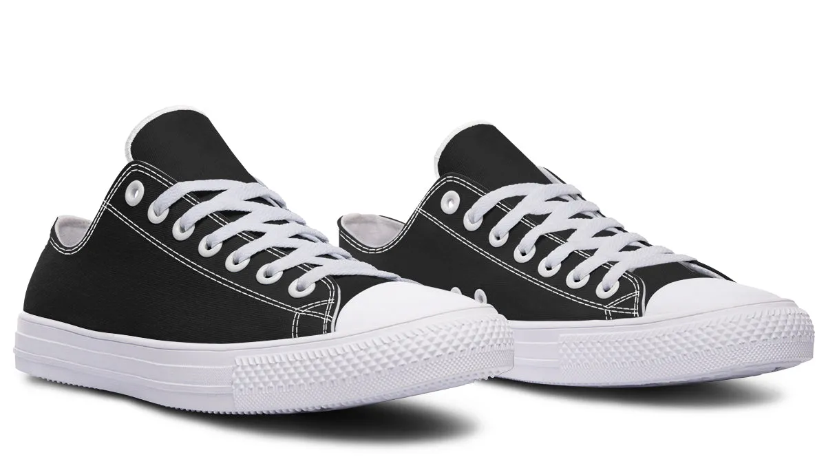 Pitch Black Low Tops - Classic Premium Canvas Shoes with Comfortable and Durable Soles