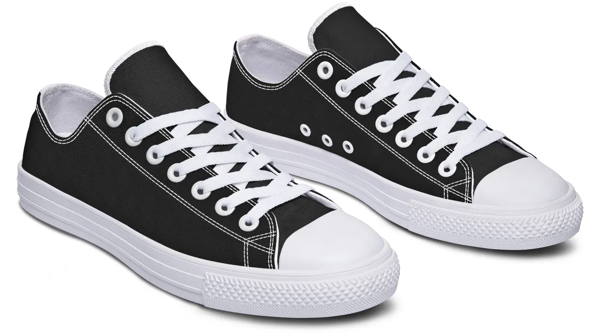 Pitch Black Low Tops - Classic Premium Canvas Shoes with Comfortable and Durable Soles