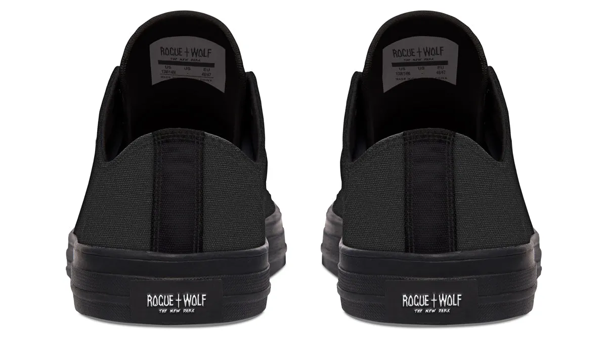 Pitch Black Low Tops - Classic Premium Canvas Shoes with Comfortable and Durable Soles