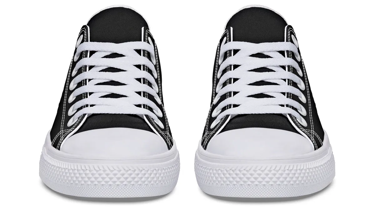 Pitch Black Low Tops - Classic Premium Canvas Shoes with Comfortable and Durable Soles