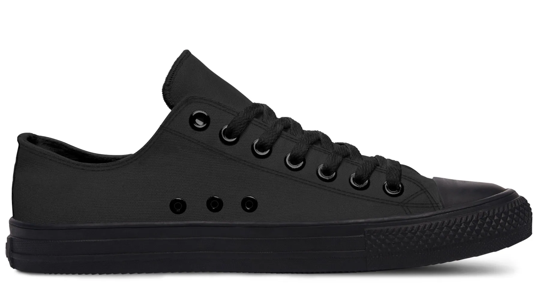 Pitch Black Low Tops - Classic Premium Canvas Shoes with Comfortable and Durable Soles