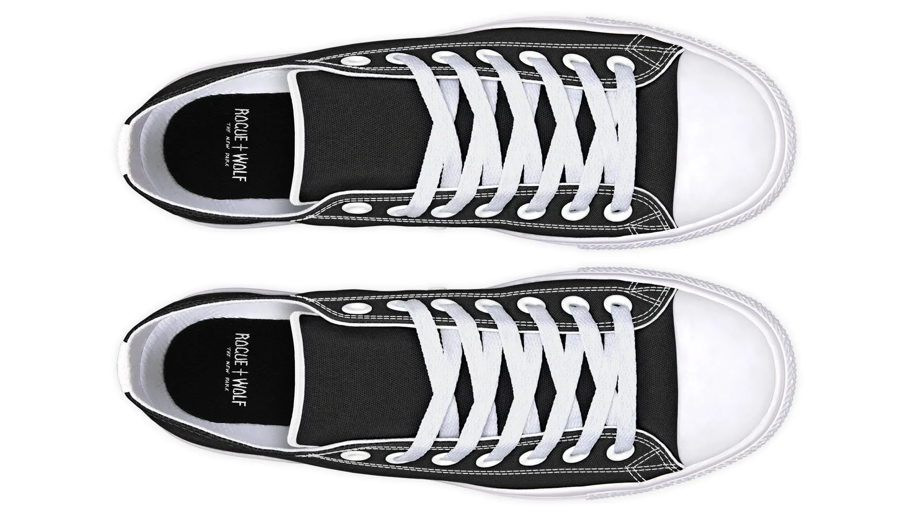 Pitch Black Low Tops - Classic Premium Canvas Shoes with Comfortable and Durable Soles