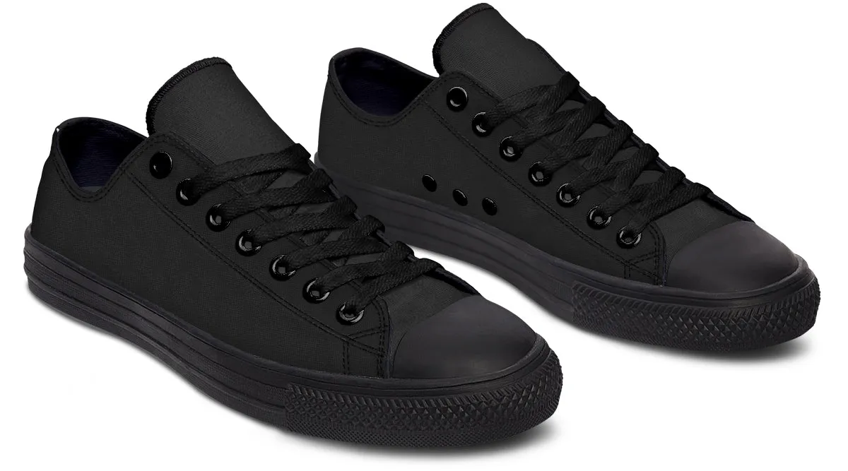 Pitch Black Low Tops - Classic Premium Canvas Shoes with Comfortable and Durable Soles