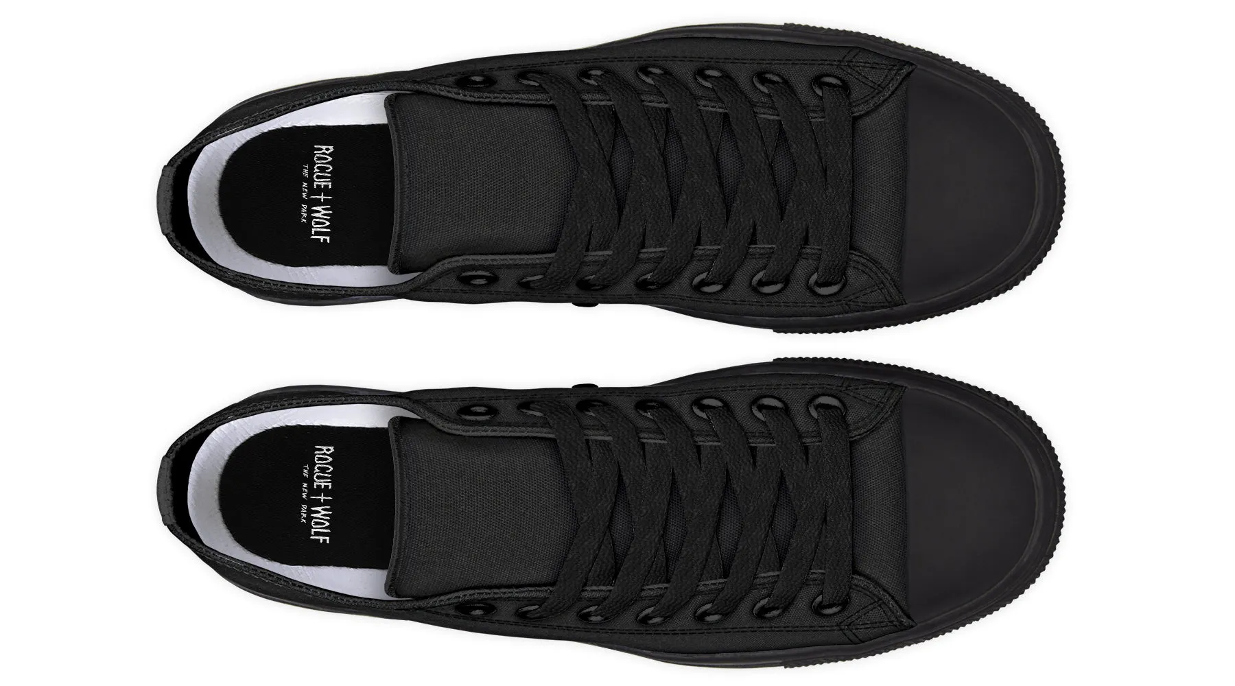 Pitch Black Low Tops - Classic Premium Canvas Shoes with Comfortable and Durable Soles