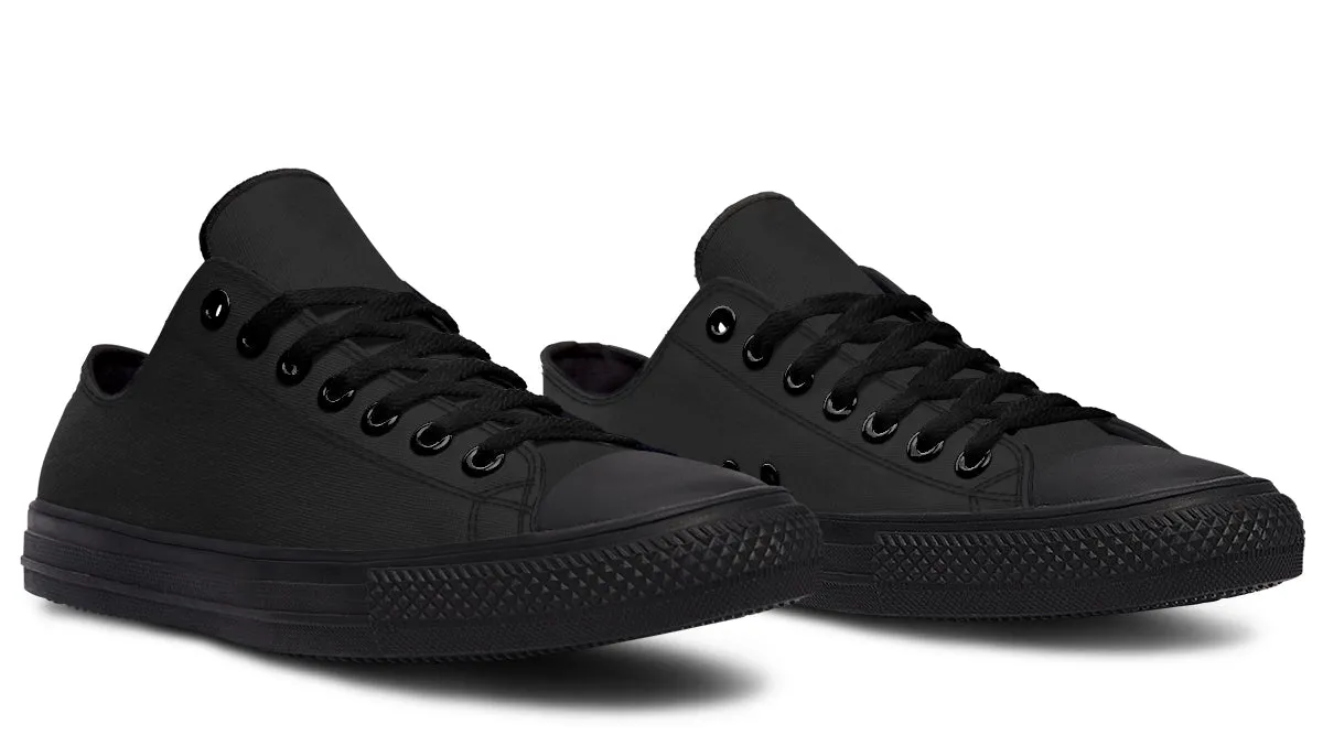 Pitch Black Low Tops - Classic Premium Canvas Shoes with Comfortable and Durable Soles