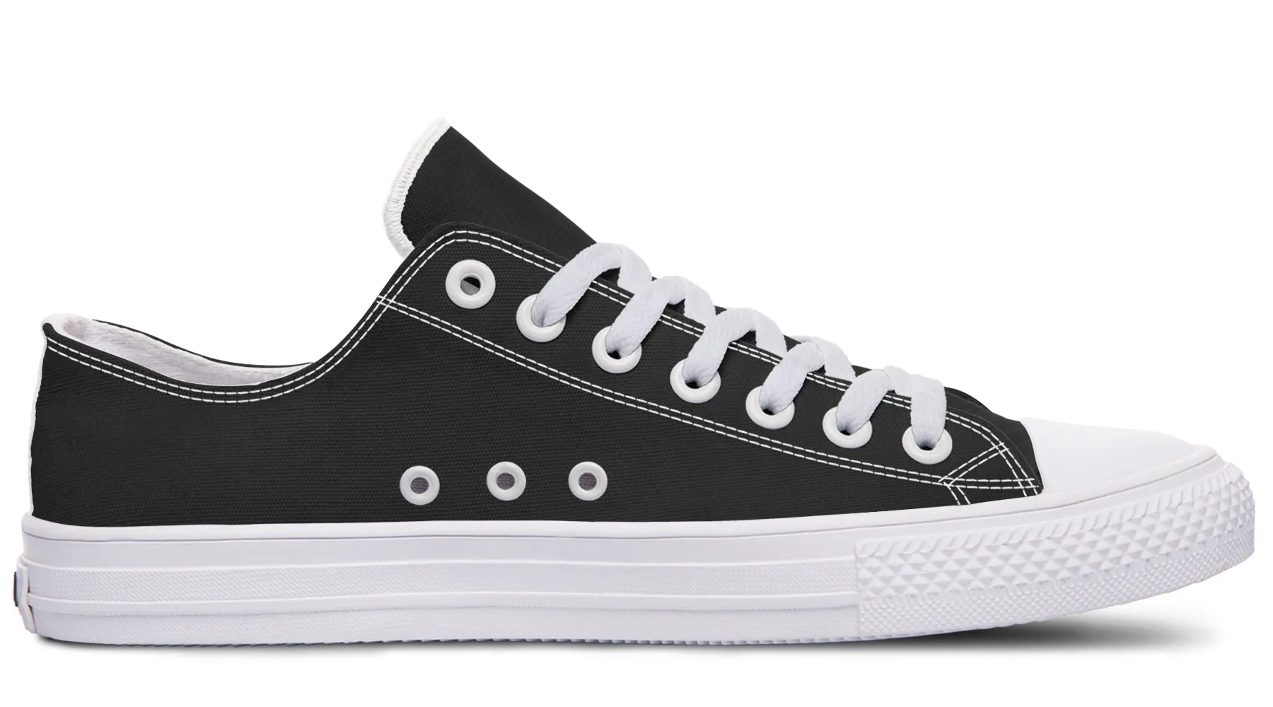 Pitch Black Low Tops - Classic Premium Canvas Shoes with Comfortable and Durable Soles
