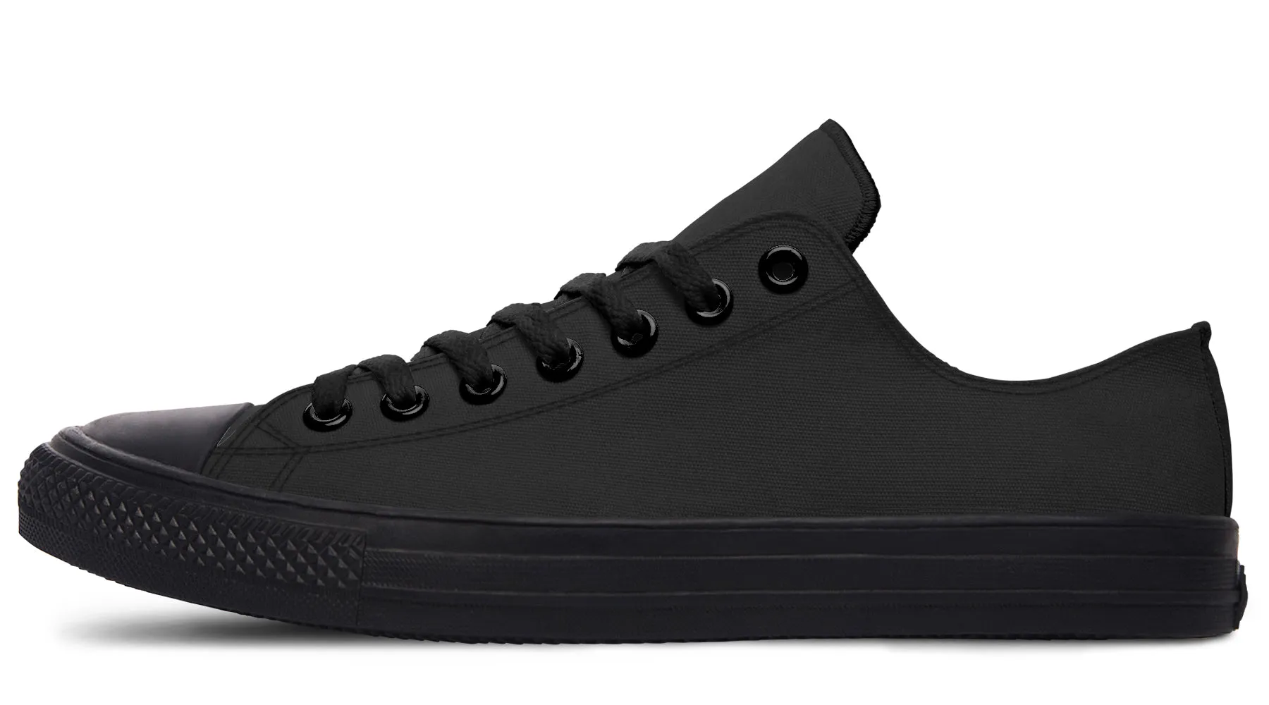 Pitch Black Low Tops - Classic Premium Canvas Shoes with Comfortable and Durable Soles