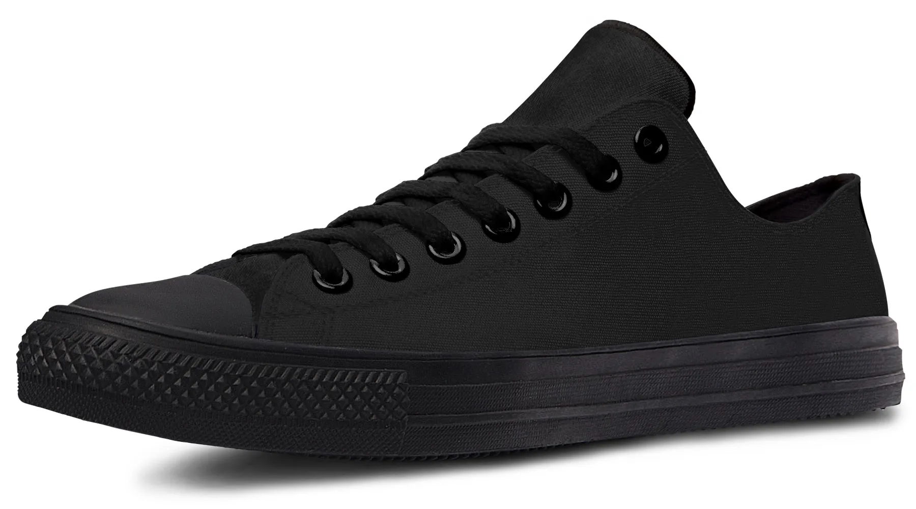 Pitch Black Low Tops - Classic Premium Canvas Shoes with Comfortable and Durable Soles