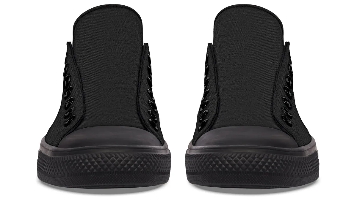 Pitch Black Low Tops - Classic Premium Canvas Shoes with Comfortable and Durable Soles