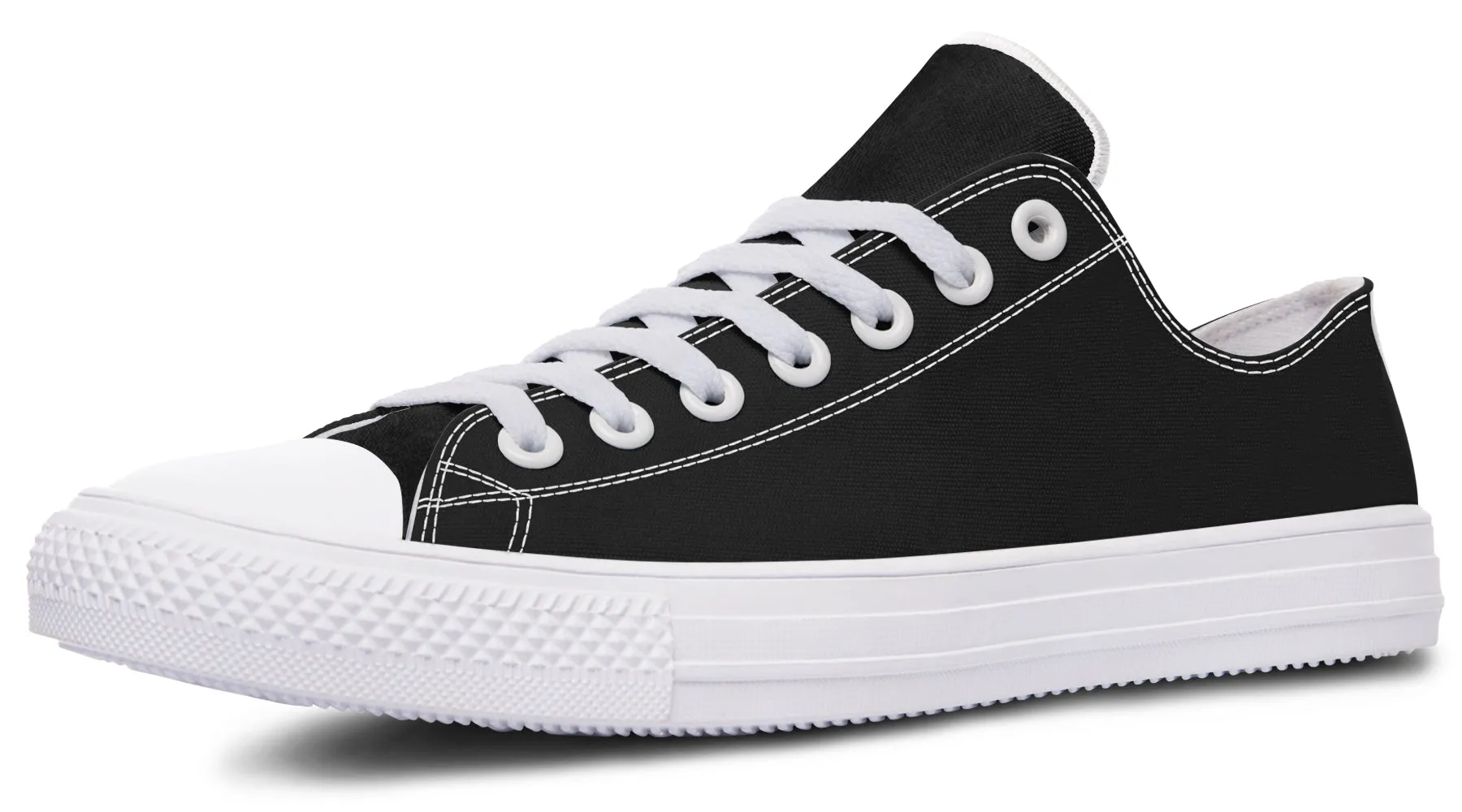 Pitch Black Low Tops - Classic Premium Canvas Shoes with Comfortable and Durable Soles