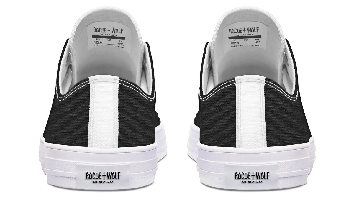 Pitch Black Low Tops - Classic Premium Canvas Shoes with Comfortable and Durable Soles