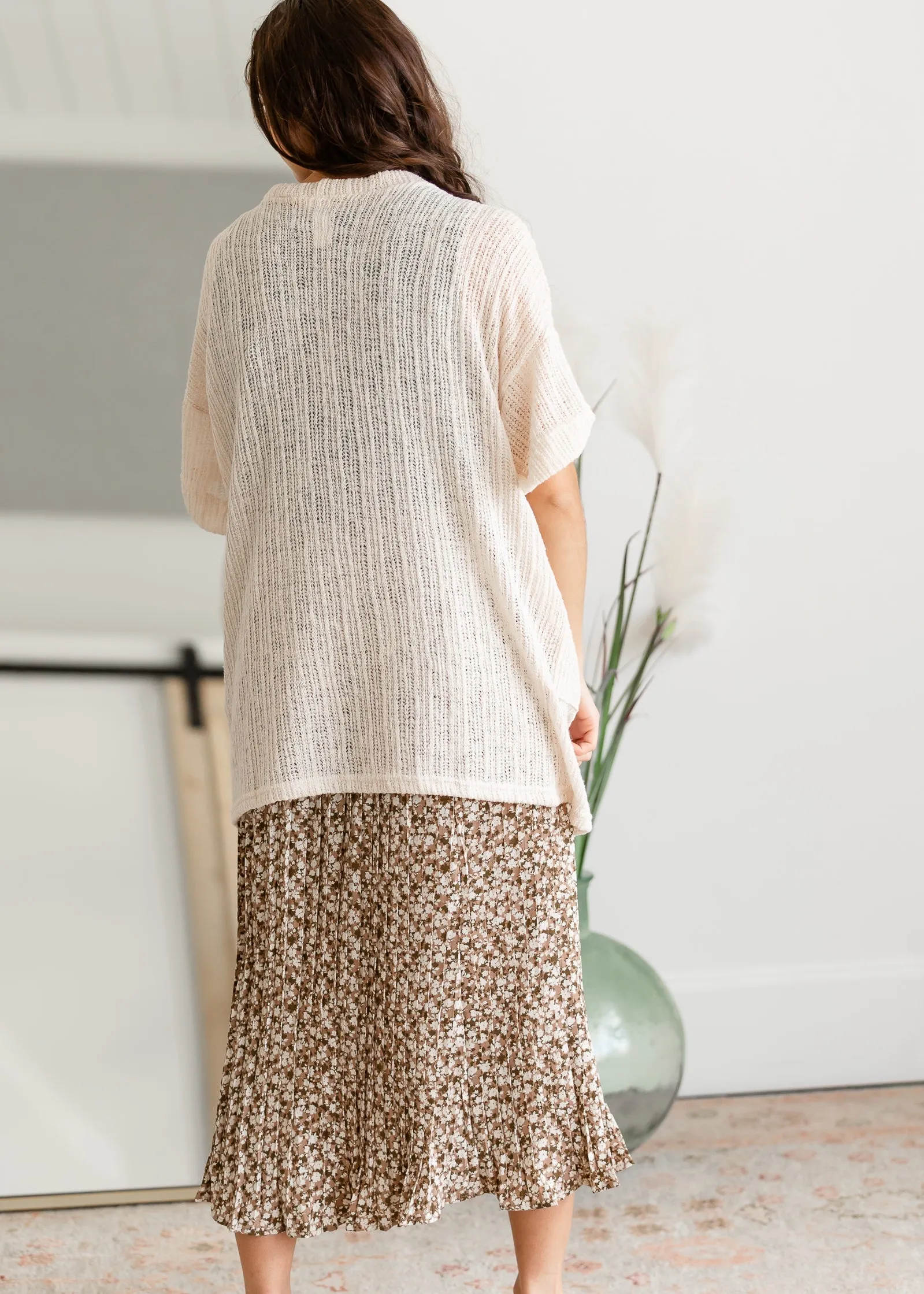 Pleated Ditsy Print Midi Skirt - FINAL SALE