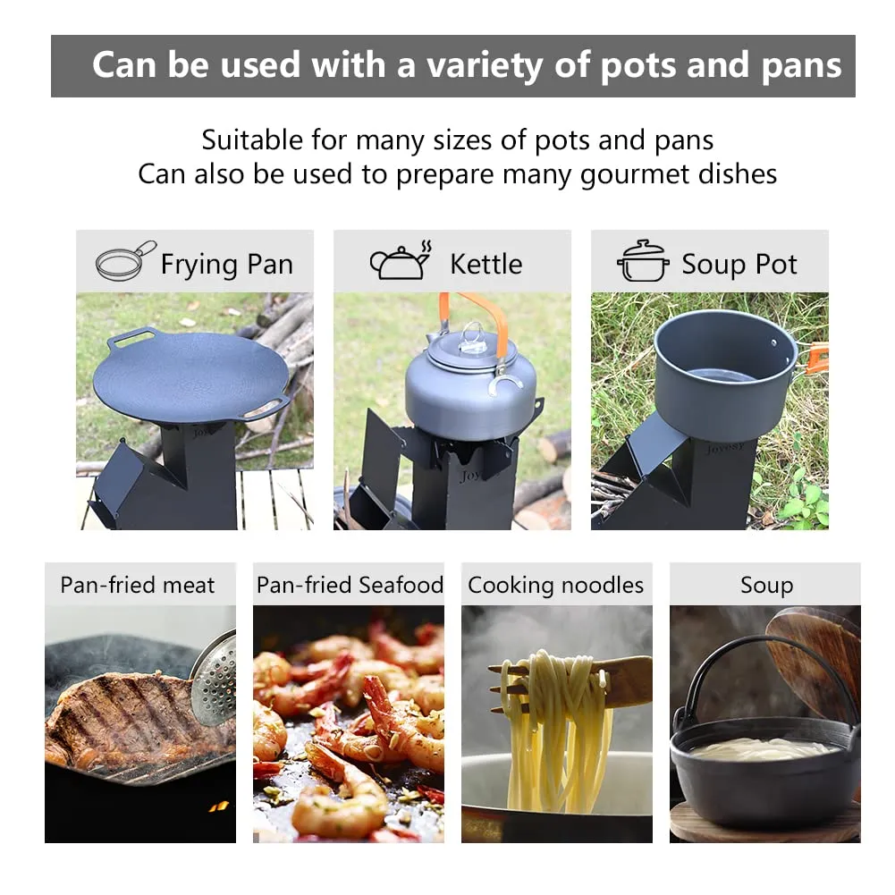 Rocket Stove Rocket Stove for Cooking Portable Wood Mini Burning Stove, Fire Camping Stove for Cooking backyard cooking Camping grill outdoor events BBQ Comes with storage bag