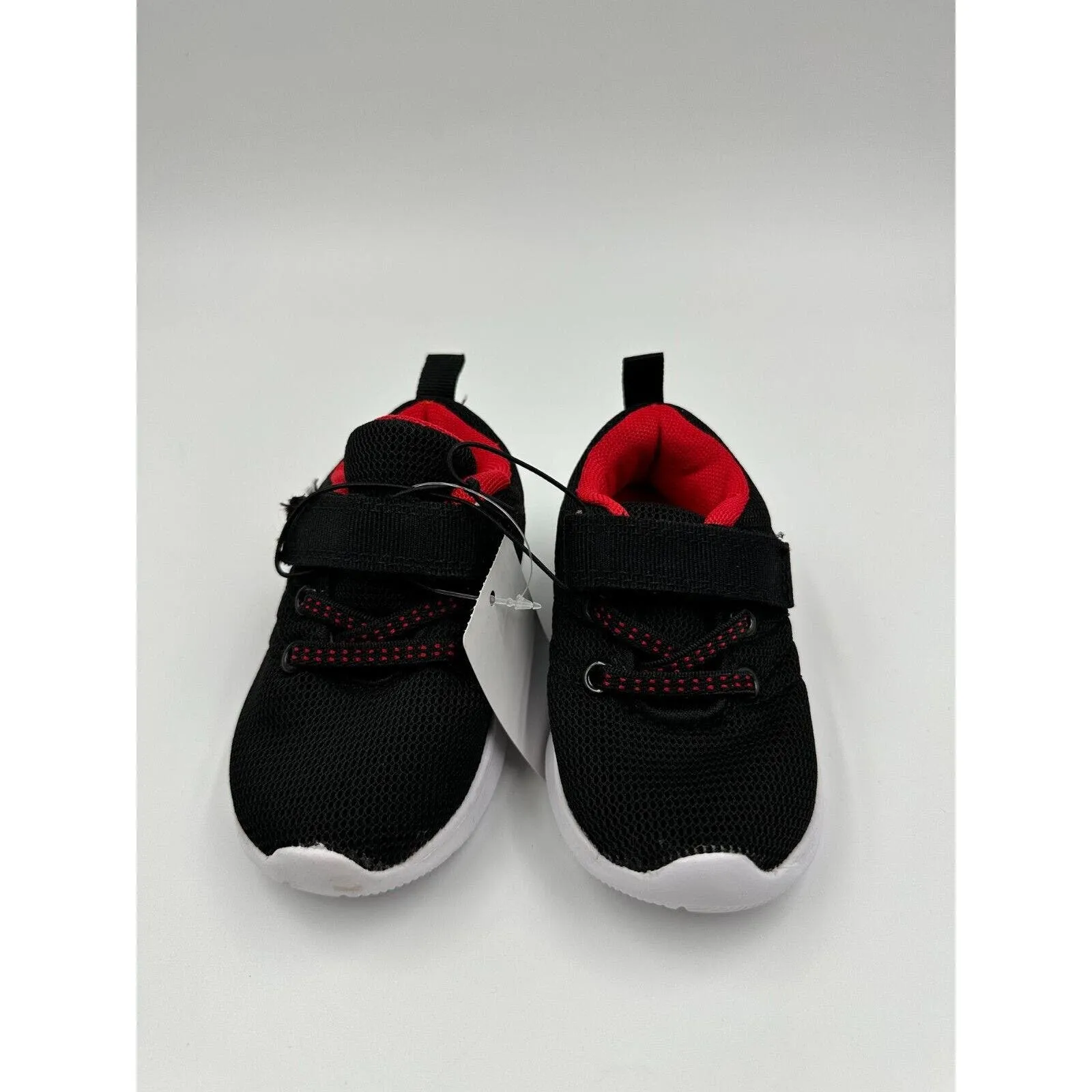 Small Kid Size 7, Black and Red Slip-on Sneakers