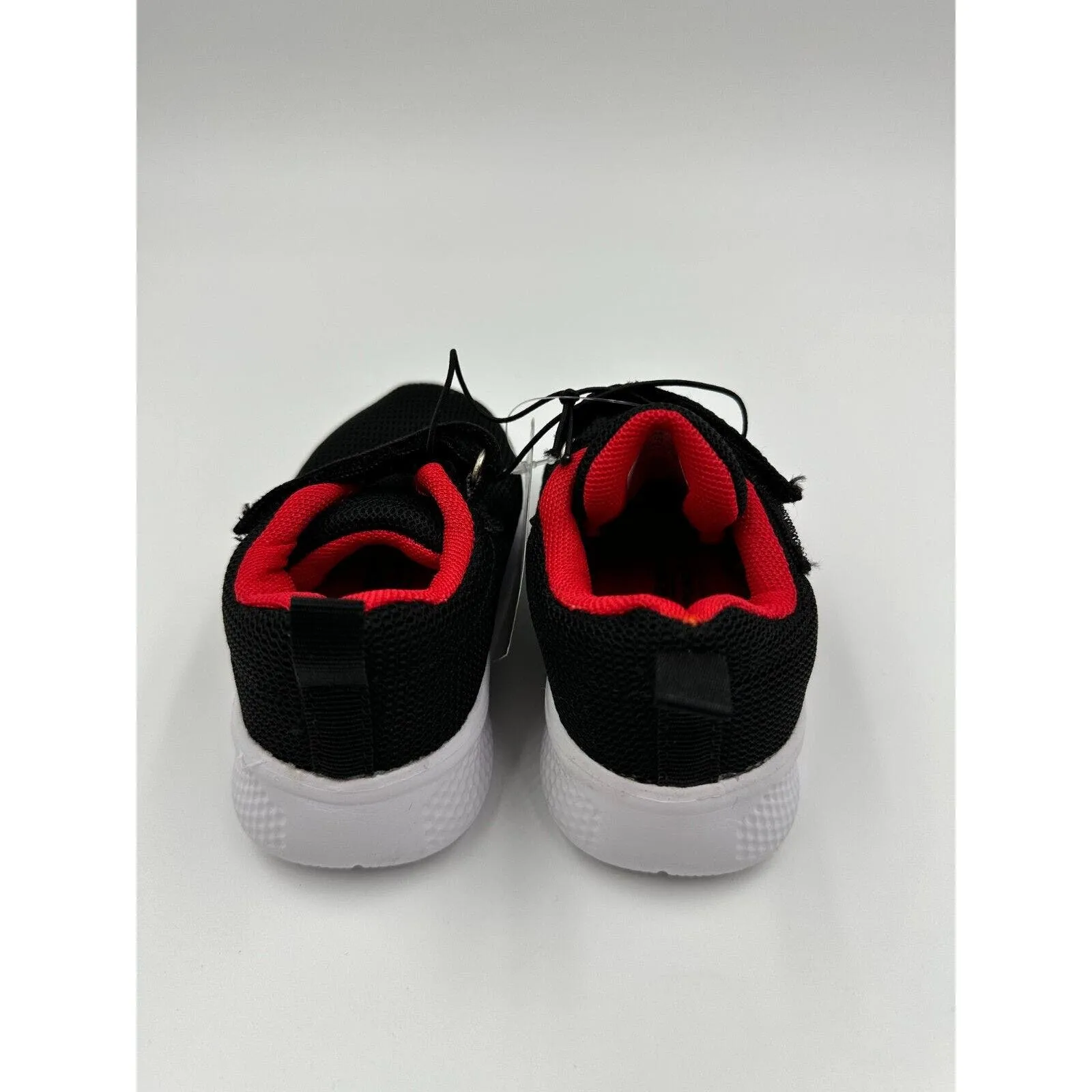 Small Kid Size 7, Black and Red Slip-on Sneakers