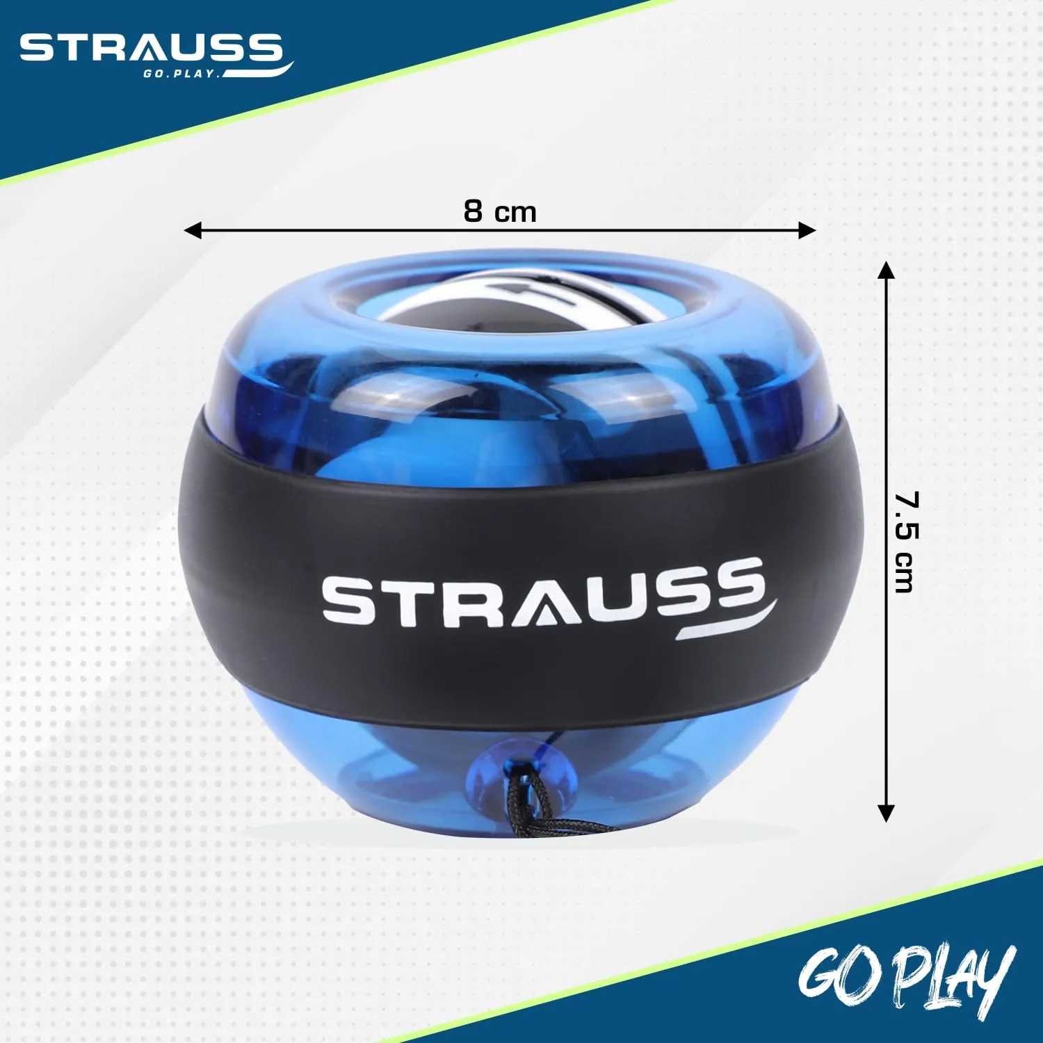 Strauss Wrist Gyro Ball | Ideal for Wrist Training, Strengthening Arms, Fingers, Wrist Bones and Muscles | Power Wrist Ball, Hand Enhancer, Forearm Exerciser with LED Light,(Light Blue)