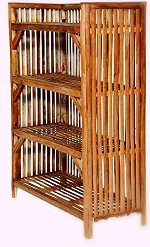 SYNERGY - 4 Tier Bamboo Wooden Shoe Racks Slipper Stand Chappal Storage Organizer Multi-Purpose Rack for Storage Entryway Shelf Organizer for Home and Kitchen