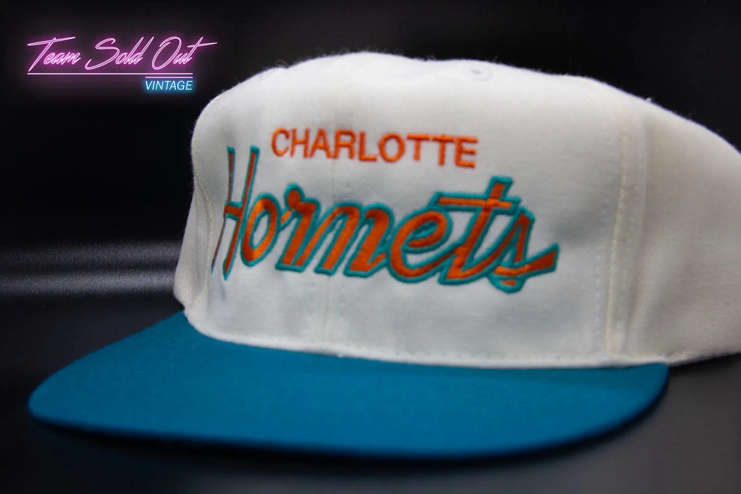 Vintage Charlotte Hornets Double Script Snapback Hat NBA