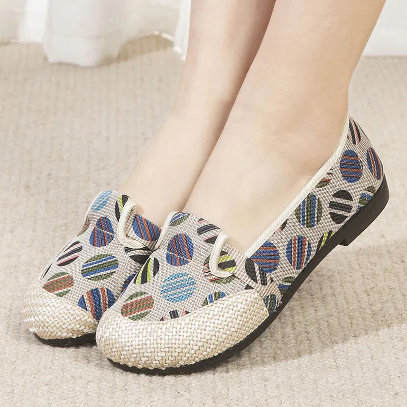 Women's Slip-on Flat Mom Linen Leisure Old Canvas Shoes