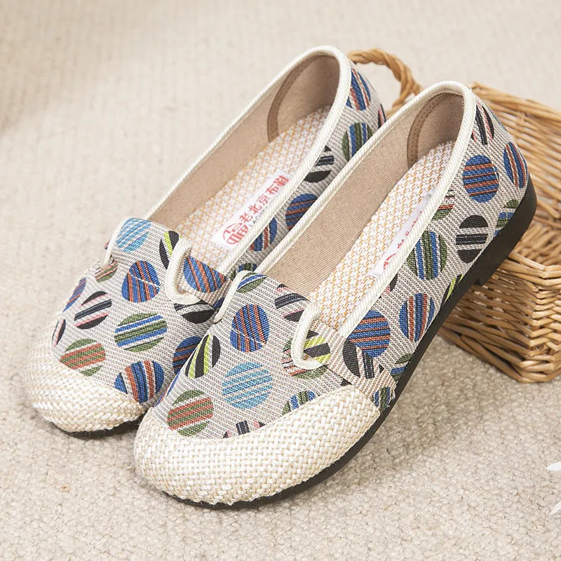 Women's Slip-on Flat Mom Linen Leisure Old Canvas Shoes