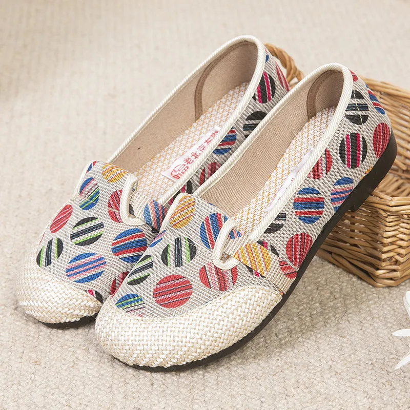 Women's Slip-on Flat Mom Linen Leisure Old Canvas Shoes